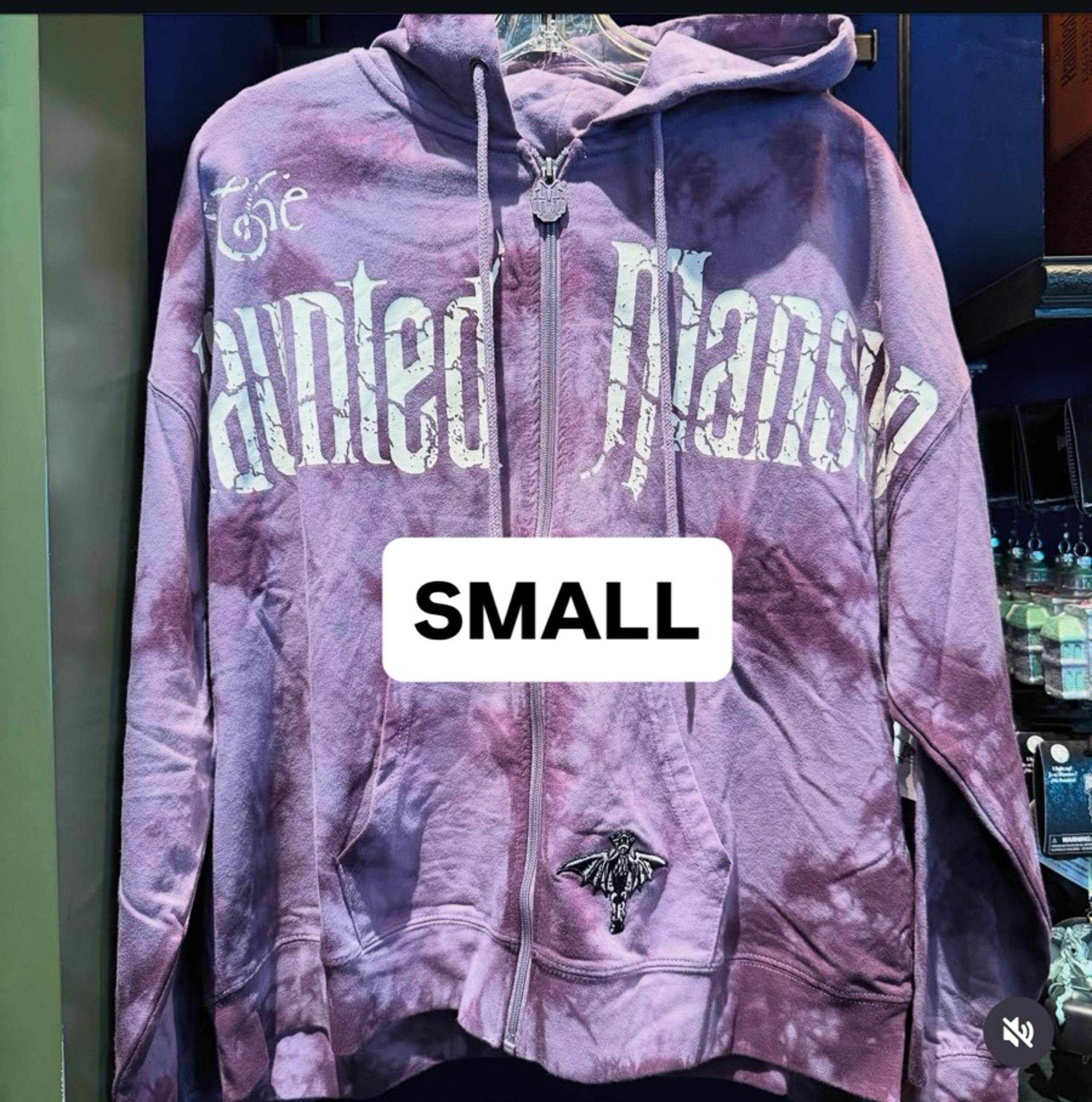 Disney Parks Disneyland New Haunted Mansion Purple Tye Dye Zip Up Hopdie