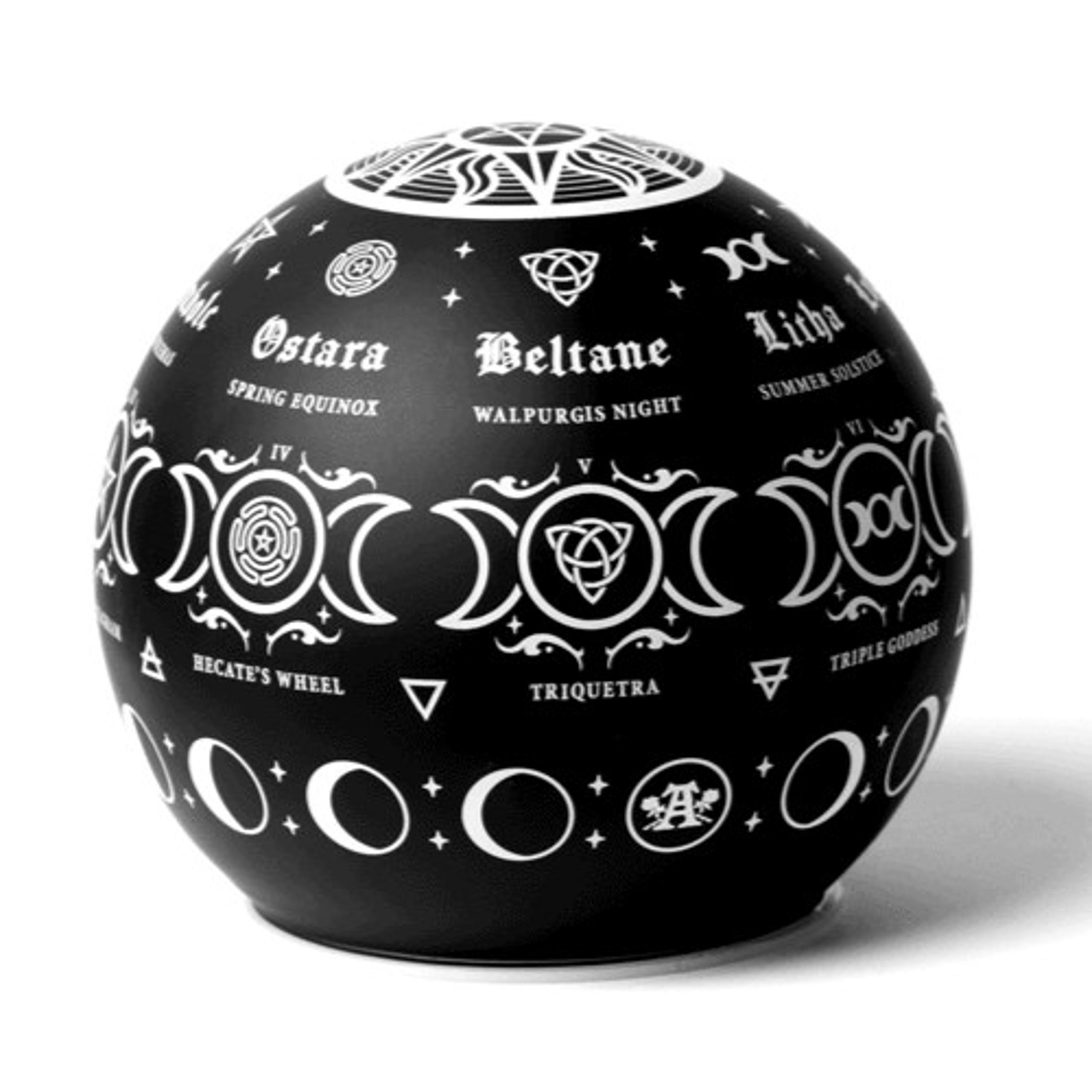 Alchemy Gothic Pagan Calendar Symbols LED Globe Light Etched Black Glass LED3