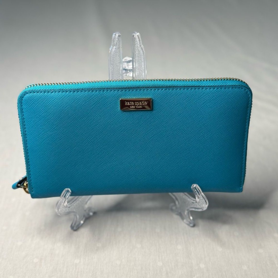 Kate Spade Newbury Lane turquoise Zip Around leather long wallet in EUC