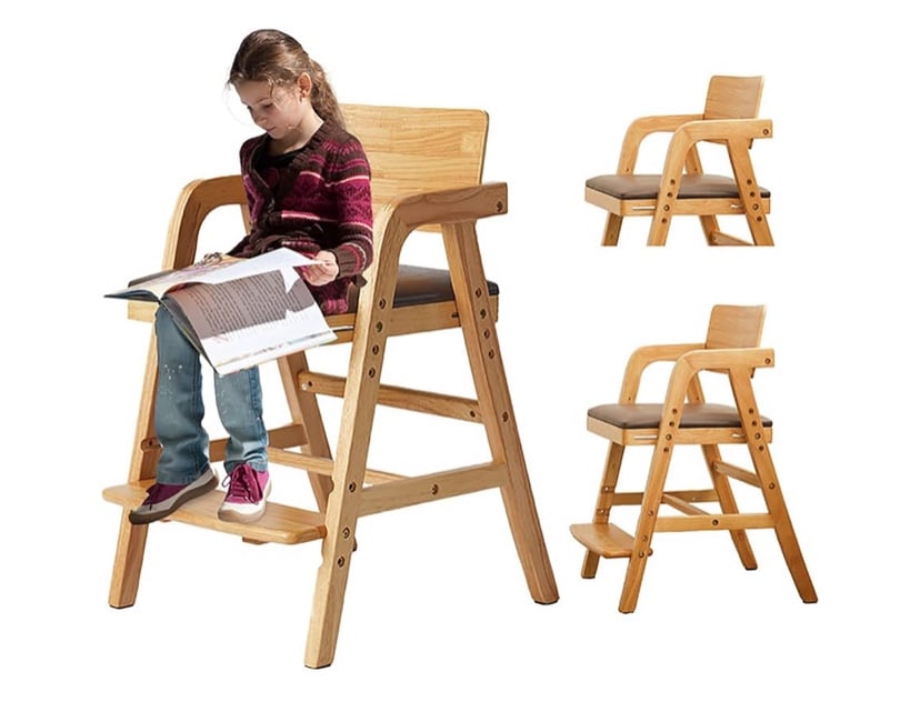 Solid Wood High Chair for Toddlers (Natural)