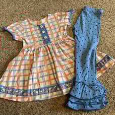 Wildflowers 2 Piece Set - White Tunic and Blue Pants