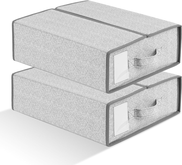 , 2 Packs Foldable Storage Box with Zipper for Queen or King Sheets, Linen Close