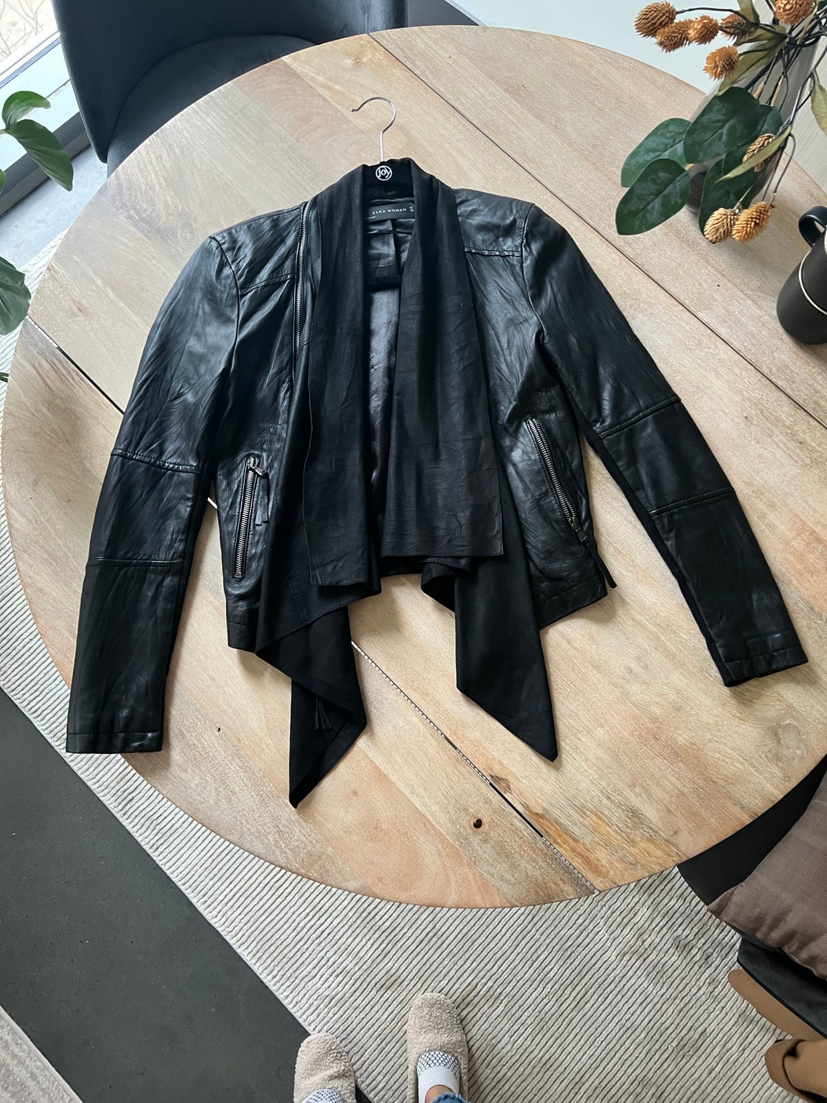 Zara genuine leather black jacket