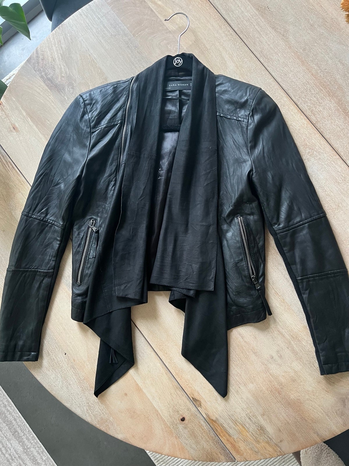 Zara genuine leather black jacket