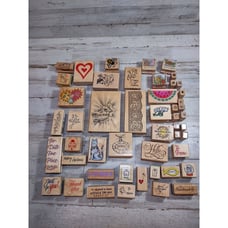 Lot of 49 Woodblock Rubber Stamps Stampendous Hero Arts Animals Lace Words