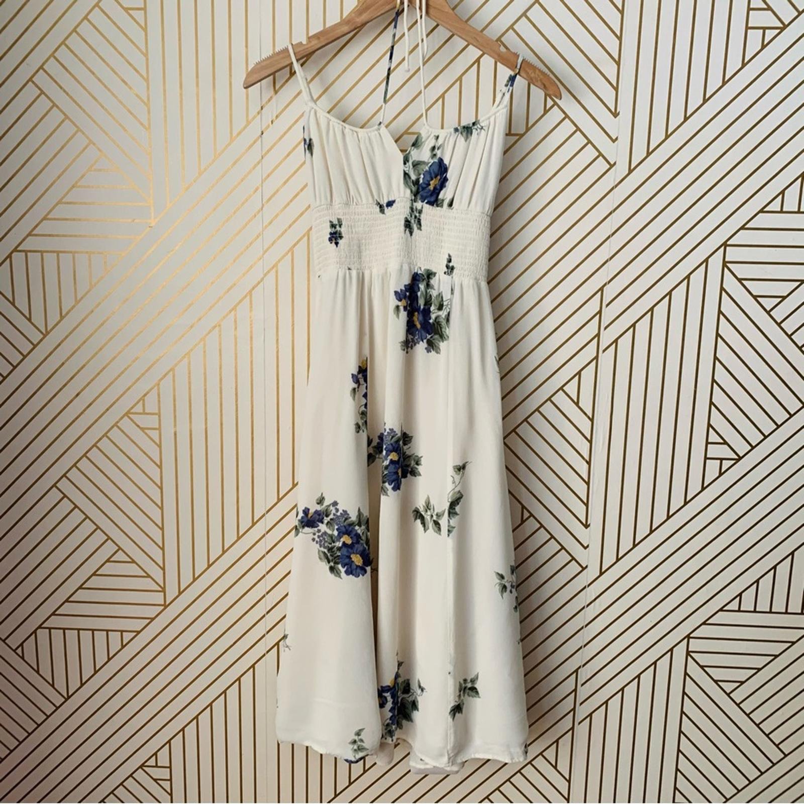 Reformation Floral halter milkmaid milk maid spaghetti sleeveless Midi Dress 2