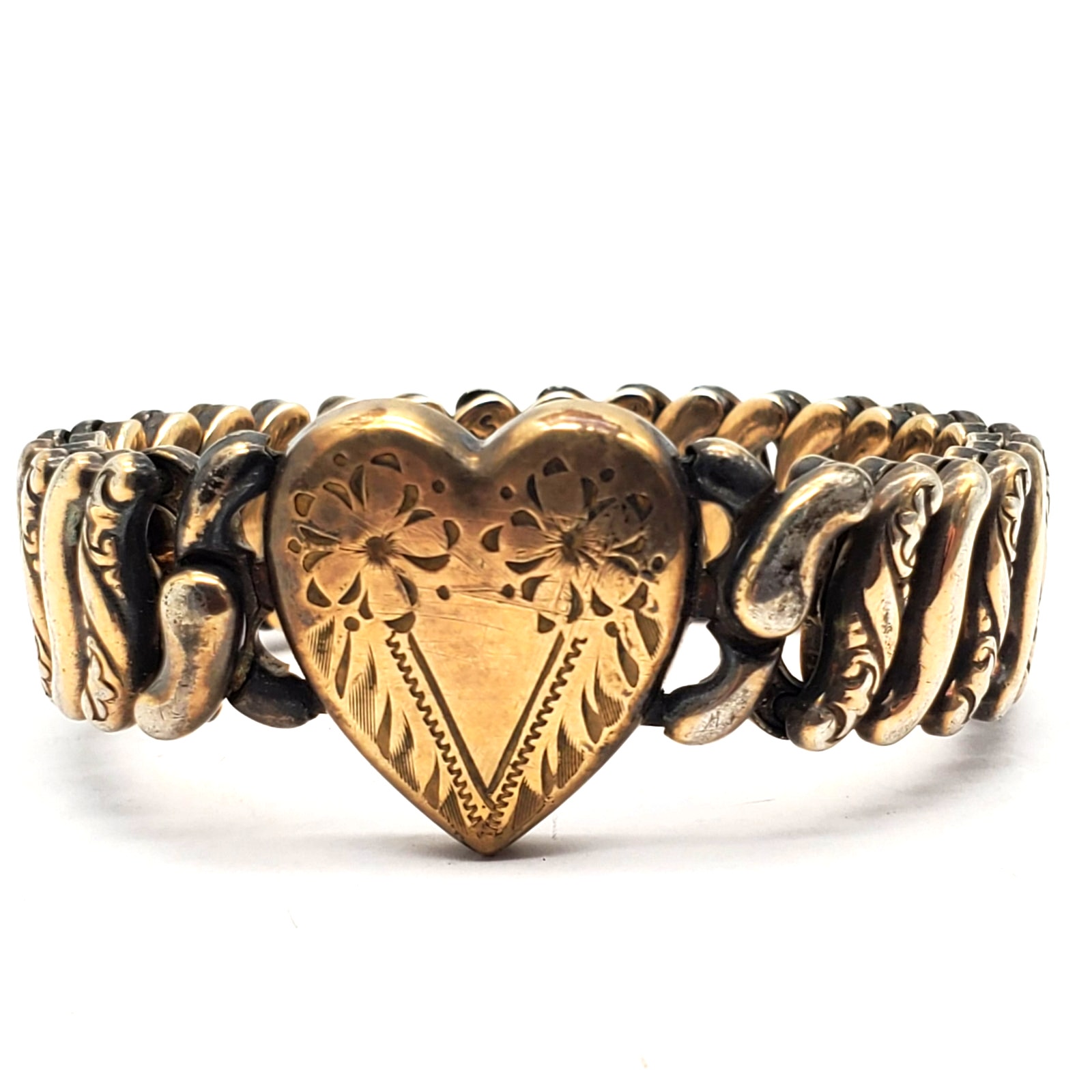 Heart Sweetheart Expansion Bracelet Sterling Base American Queen Pitman Keller