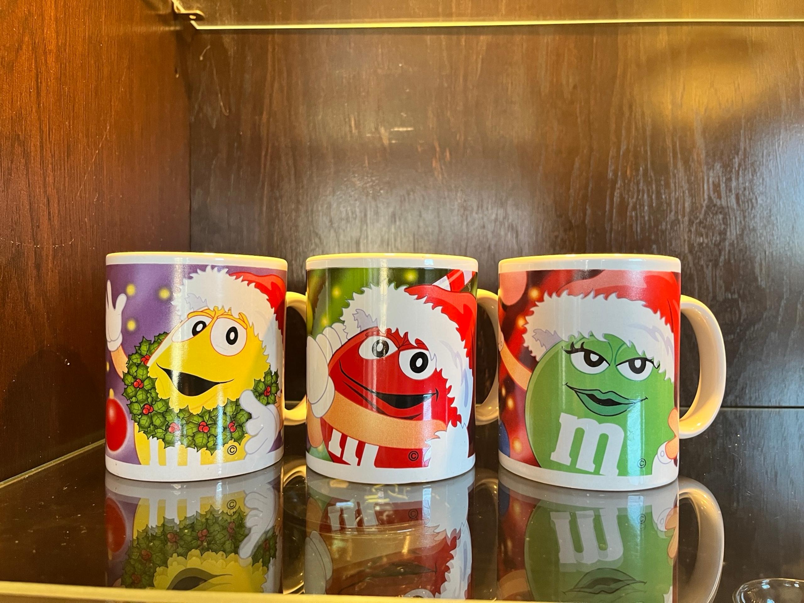 M&M’s Coffee Mug Christmas Lot of 3 Galerie Mars MM Cups Red, Yellow And Green