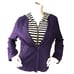 Chicos Zenergy Womens Size 0 US 4 Full Zip Hoodie Purple Removable Dickey Stripe