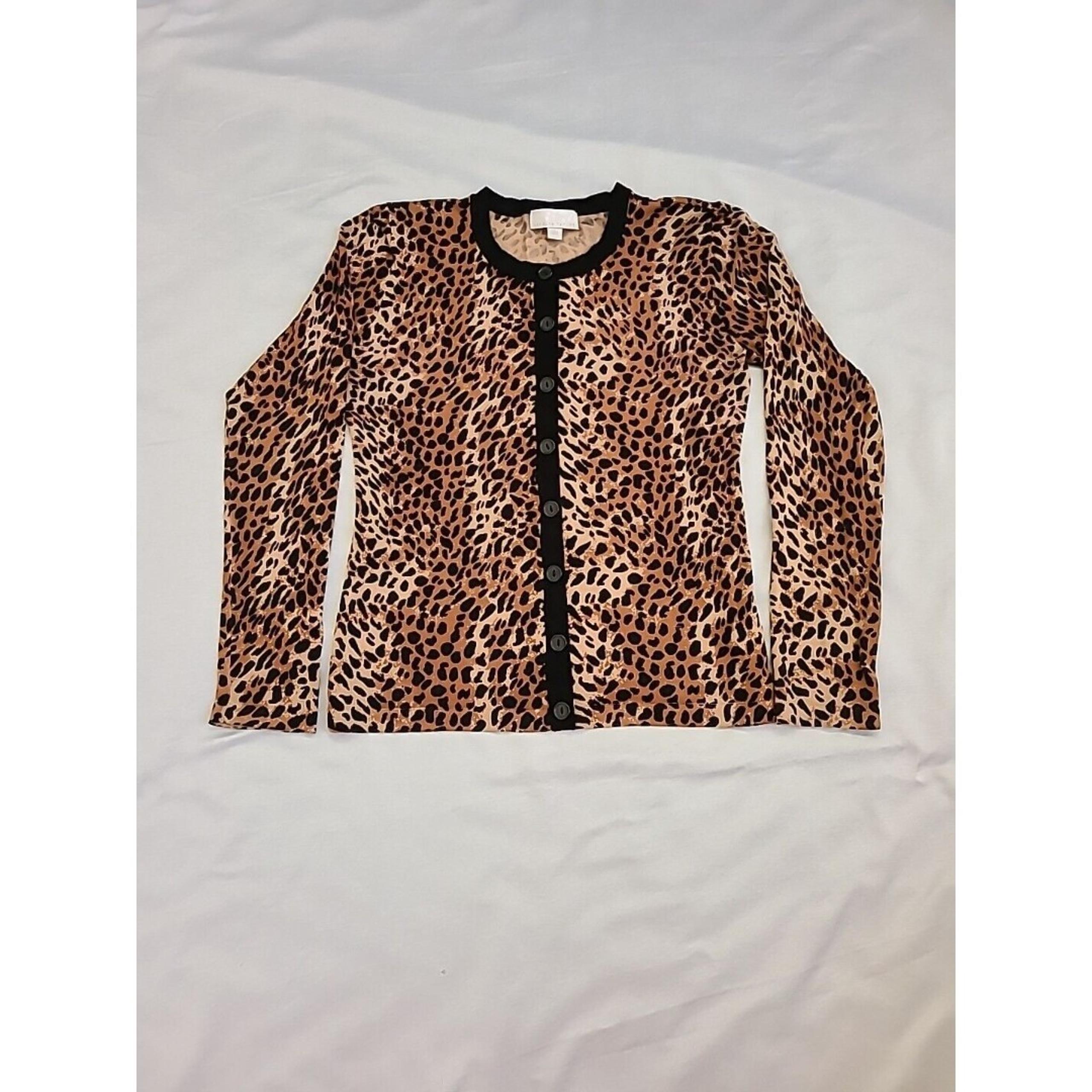 Carolyn Taylor  Animal Print Cardigan Sz S   Cheetah Leopard Excellent Condition
