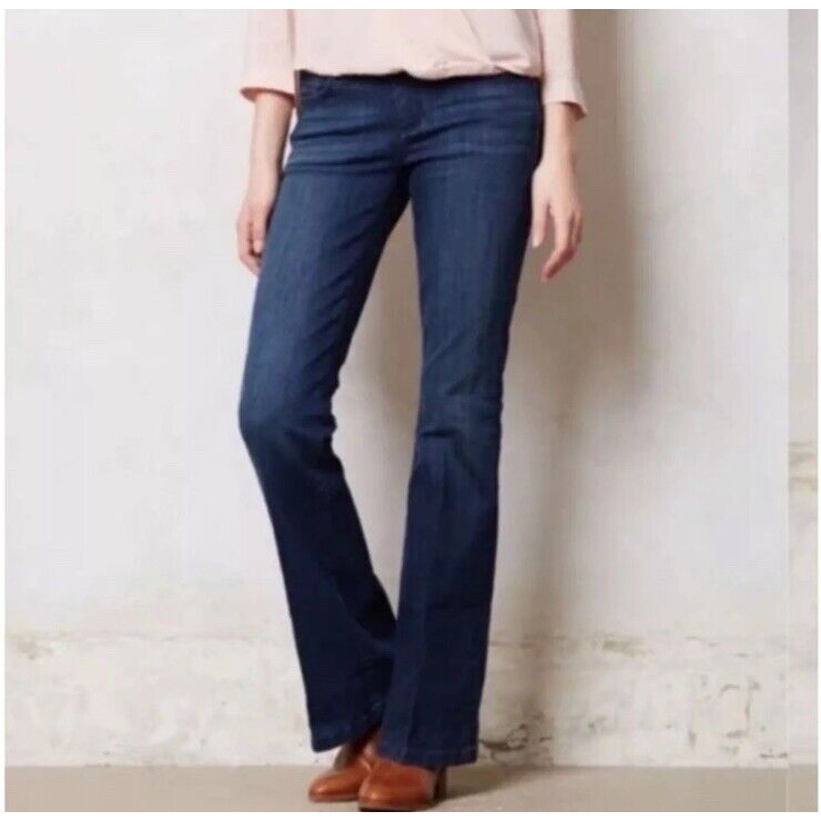 Anthropologie Pilcro And The Letterpress Stet Flare Jeans Blue Dark Wash Size 26