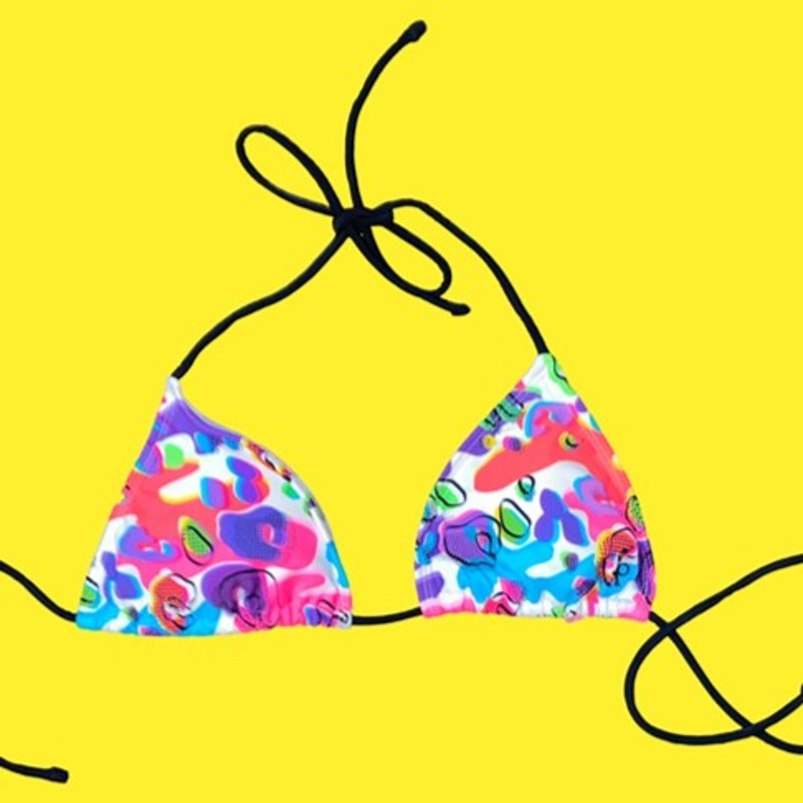 Sz.M (7-9)*Op*NWT*White/Multi-Color Sliding Triangle Bikini Top