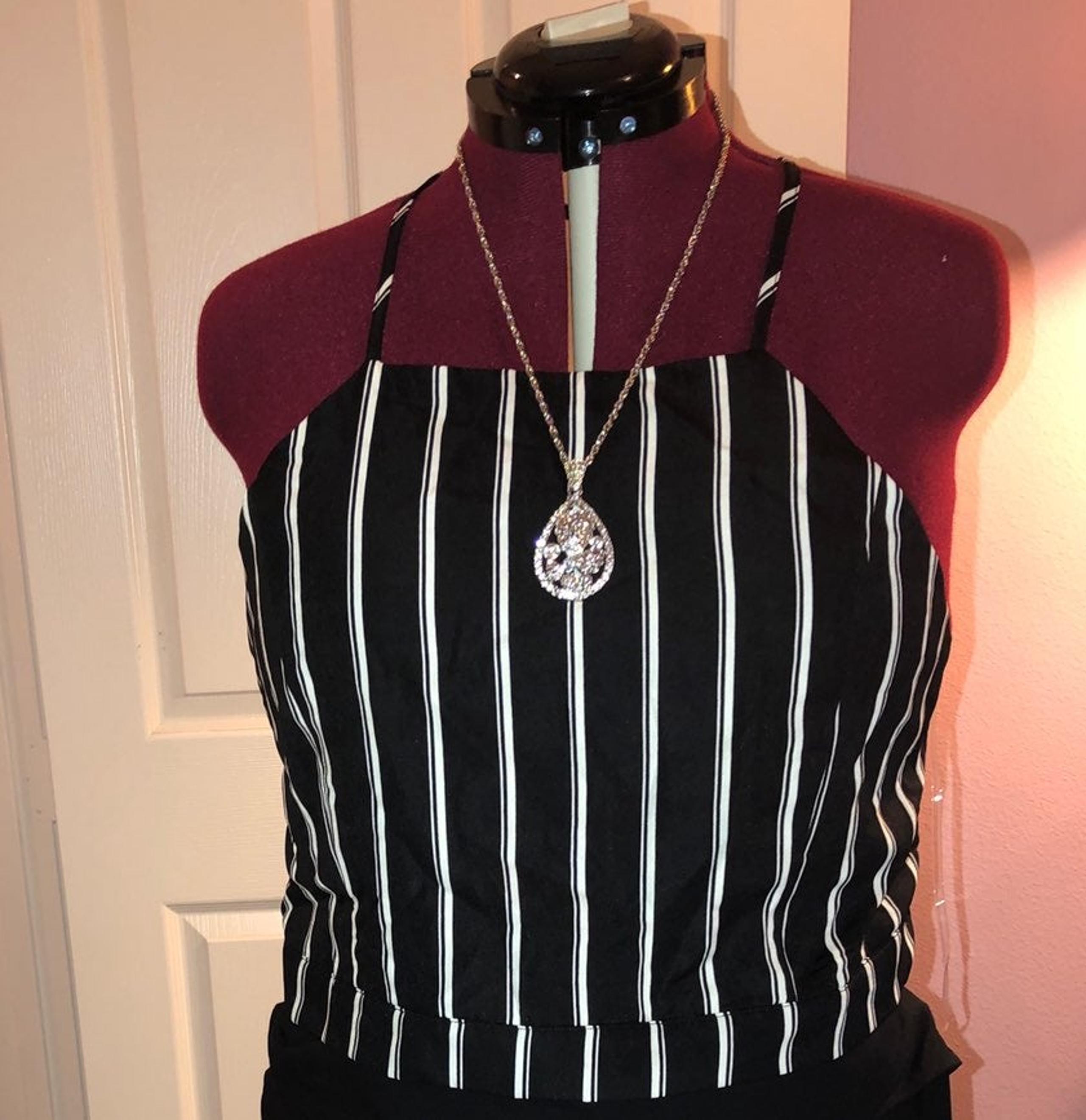 Zenobia  Black Striped Top