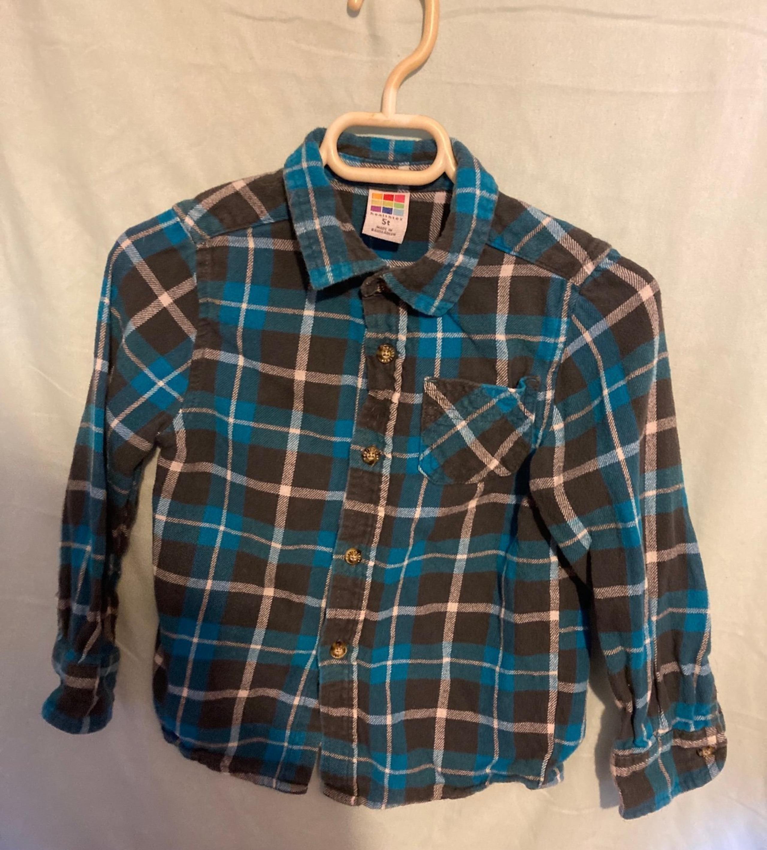Boys Flannel Plaid Shirt:  size 5T.  Healthtex