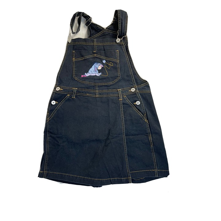 Vintage Disney Womens Small Eeyore Stitched Short Bib Overalls Short Alls