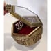 Vintage Gold Filigree Ormolu Vanity Jewelry Box Trinket Footed Red Velvet