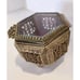Vintage Gold Filigree Ormolu Vanity Jewelry Box Trinket Footed Red Velvet