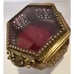 Vintage Gold Filigree Ormolu Vanity Jewelry Box Trinket Footed Red Velvet