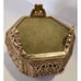 Vintage Gold Filigree Ormolu Vanity Jewelry Box Trinket Footed Red Velvet