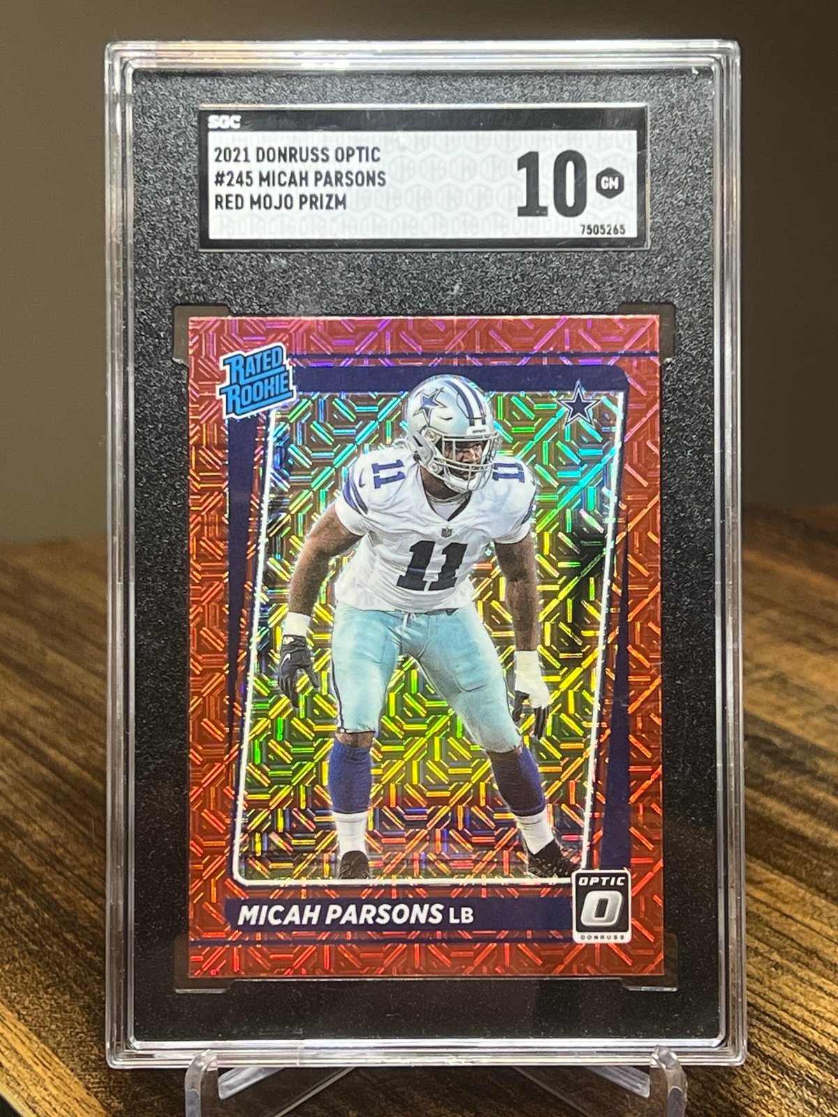 2021 Donruss Optic - Rated Rookie Micah Parsons #245 Red Mojo Prizm (RC) SGC 10