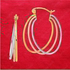 10k Tri-color Polished Triple Hoop Earrings