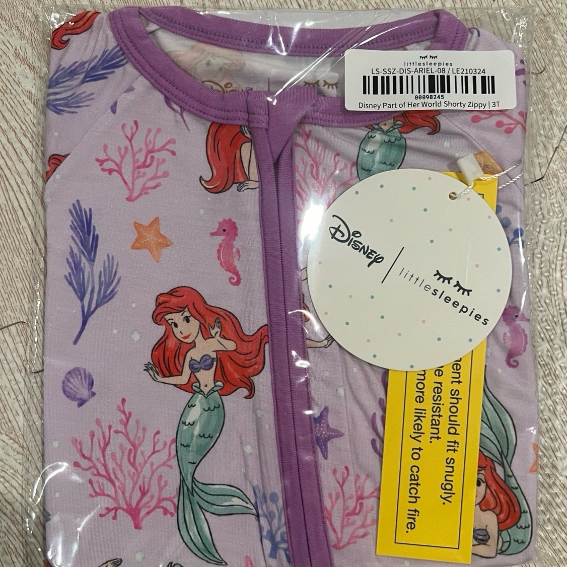 Little Sleepies Ariel shorty 3t