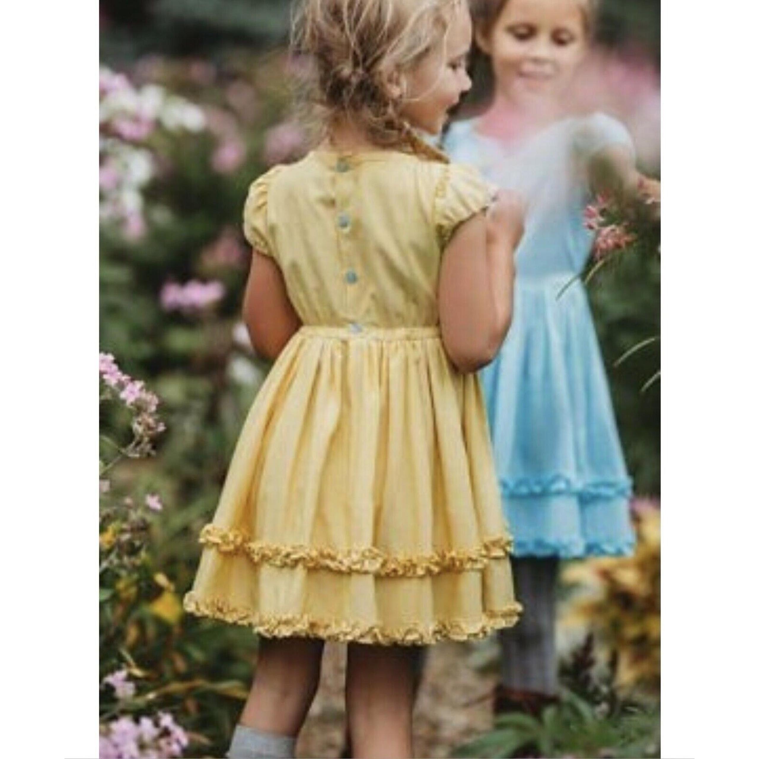 WDW Well Dressed Wolf Size 24M Marie Dress Butter Cake Yellow Embroidered Ruffle