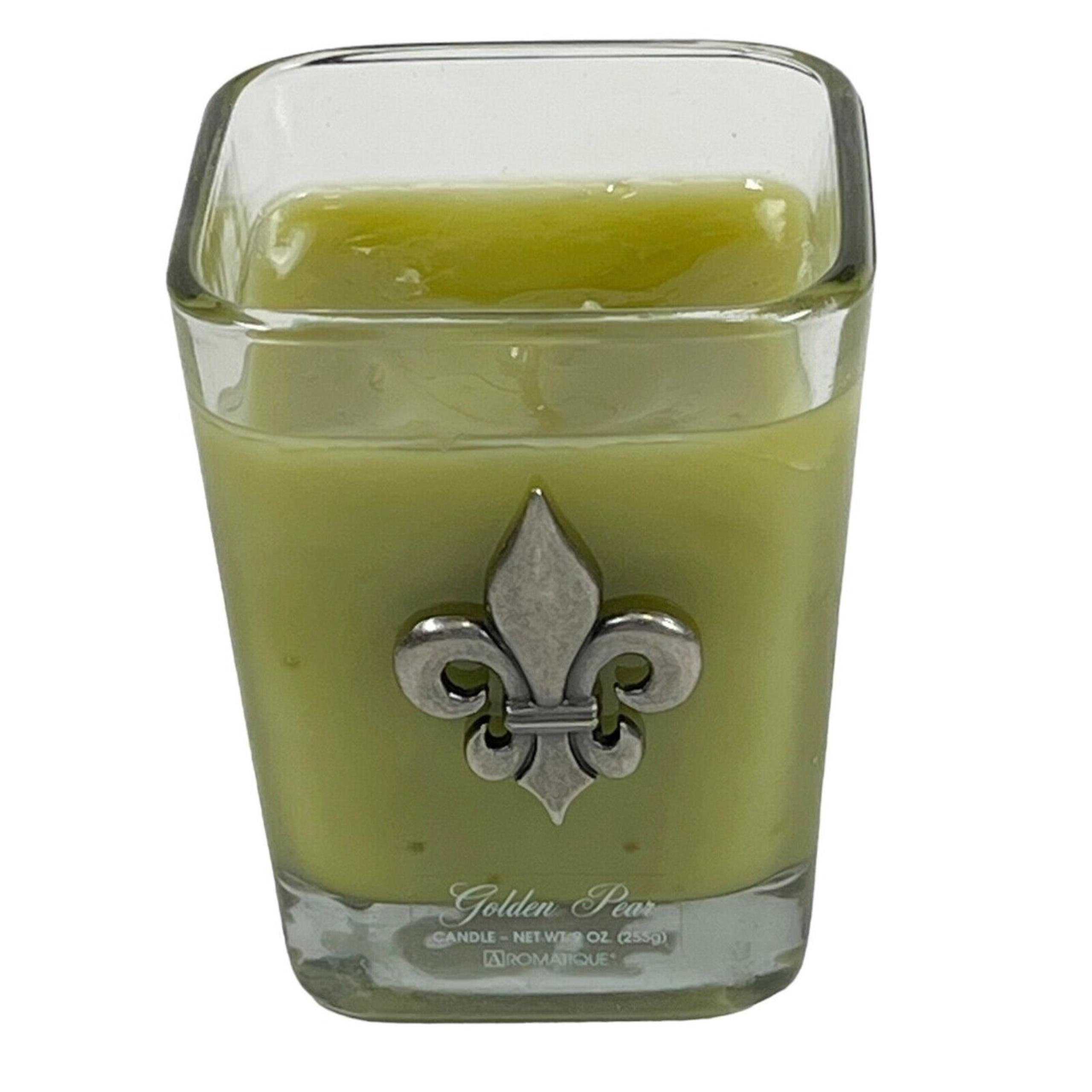 New HTF Aromatique Golden Pear Candle 9 oz. Glass Jar Rare Single Wick No Box