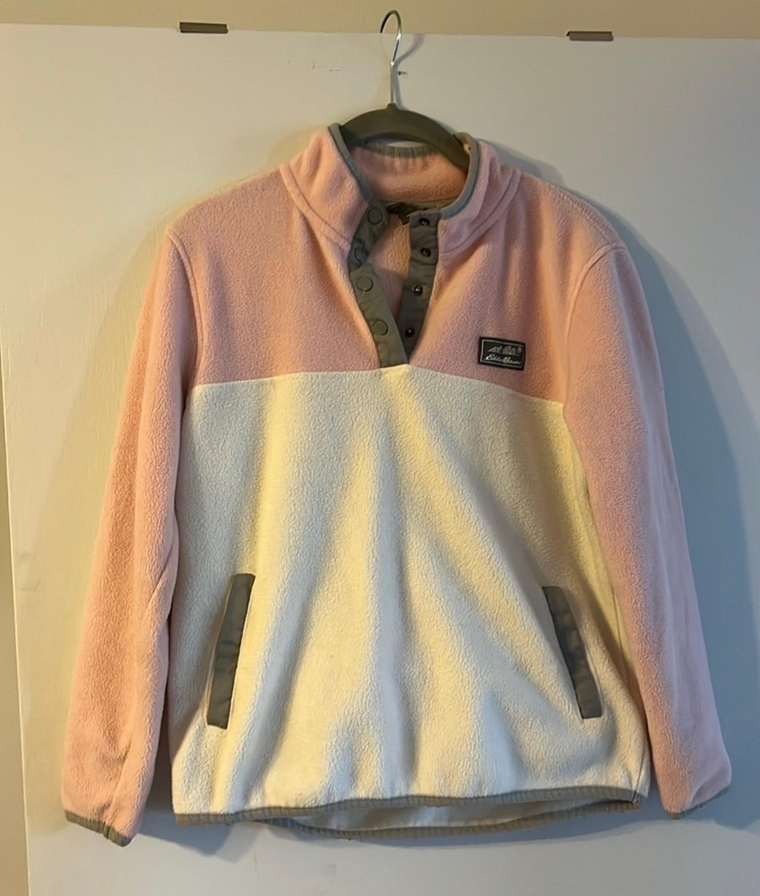 Eddie Bauer Youth Kids Fleece Pullover Jacket Colorblock Snap Girls Size L(14)