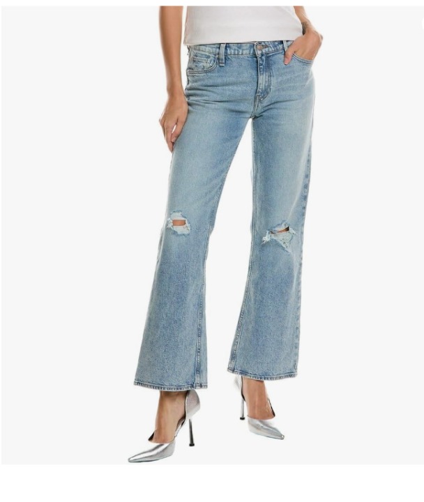 HUDSON Women's Farrah Mid-Rise Barefoot Bootcut in Ice Blue Dest