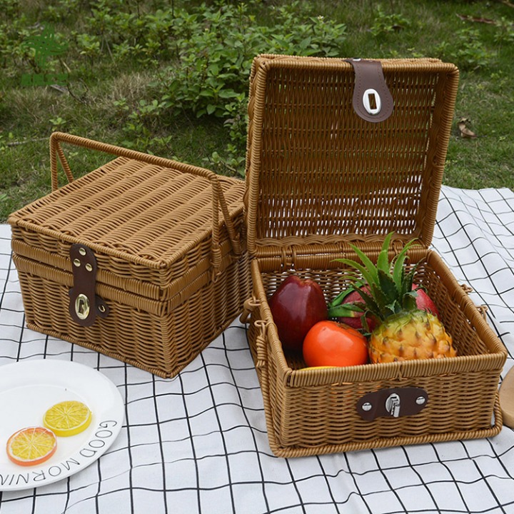 Handmade wicker picnic basket