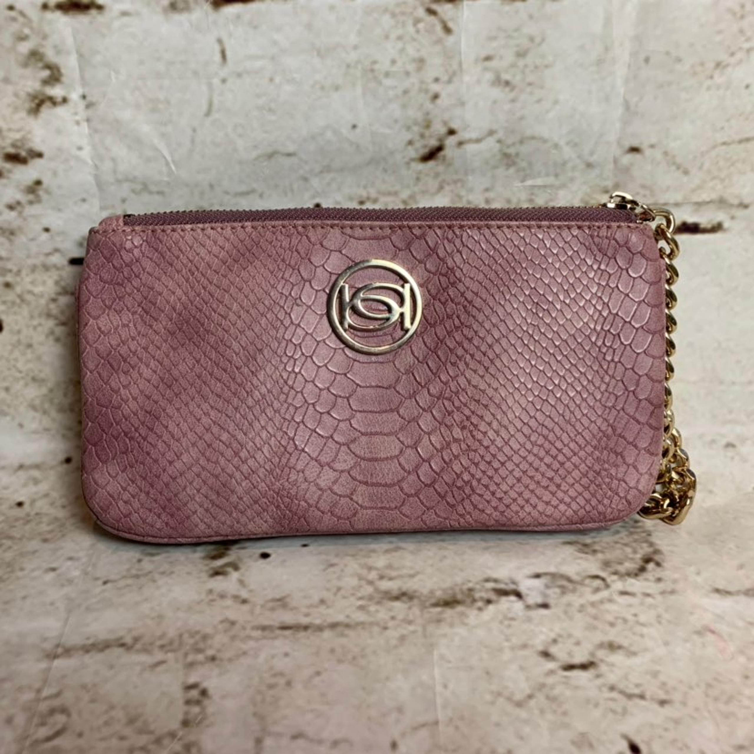 Bebe Lilac Python Clutch Wristlet