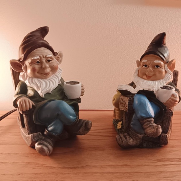 Drinking Coffee Garden Gnome Statue Decoration 7.3 Figurine Ornament