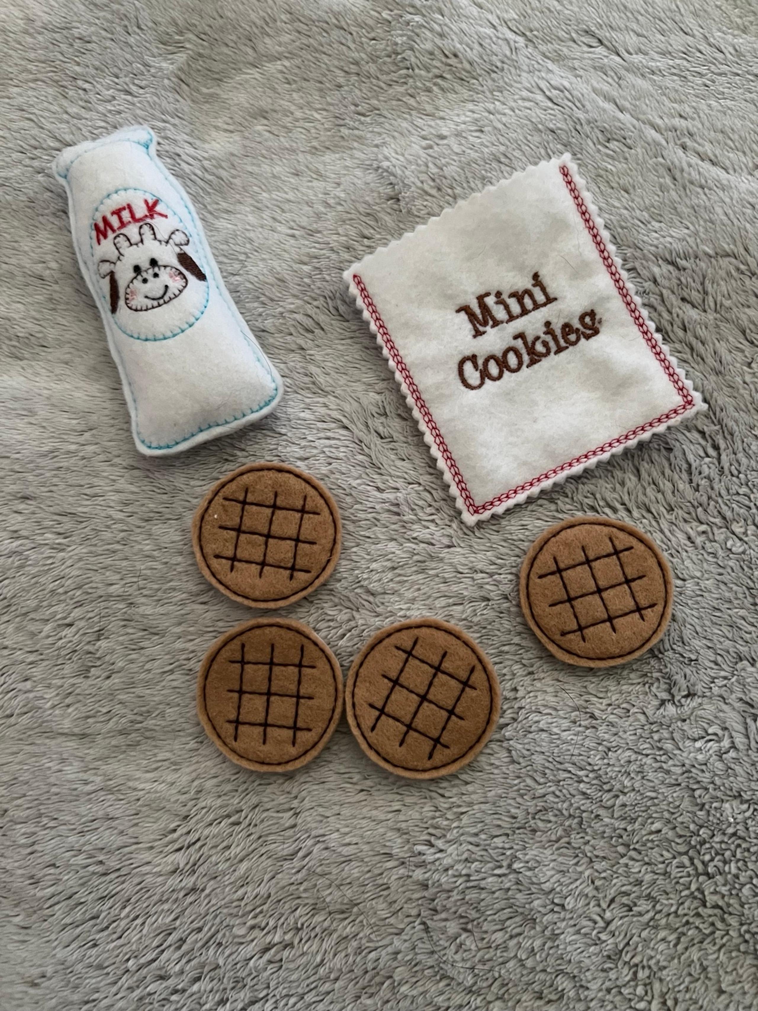 Felt play cookies and milk