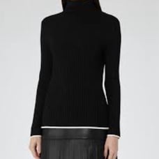 Reiss Olins Tipped Turtleneck Sweater in Black
