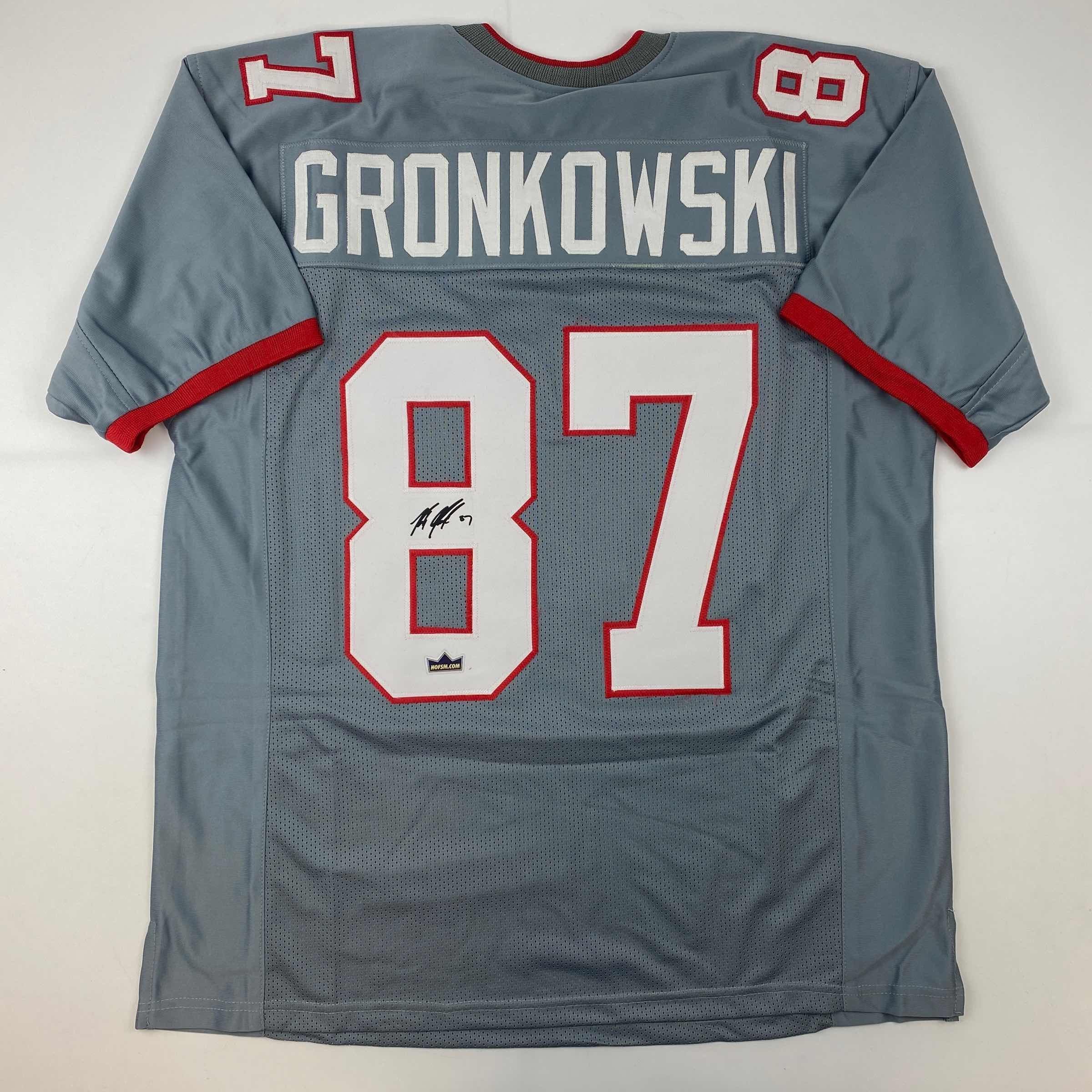 Facsimile Autographed Rob Gronk Gronkowski Tampa Bay Grey Pewter Auto Jersey S