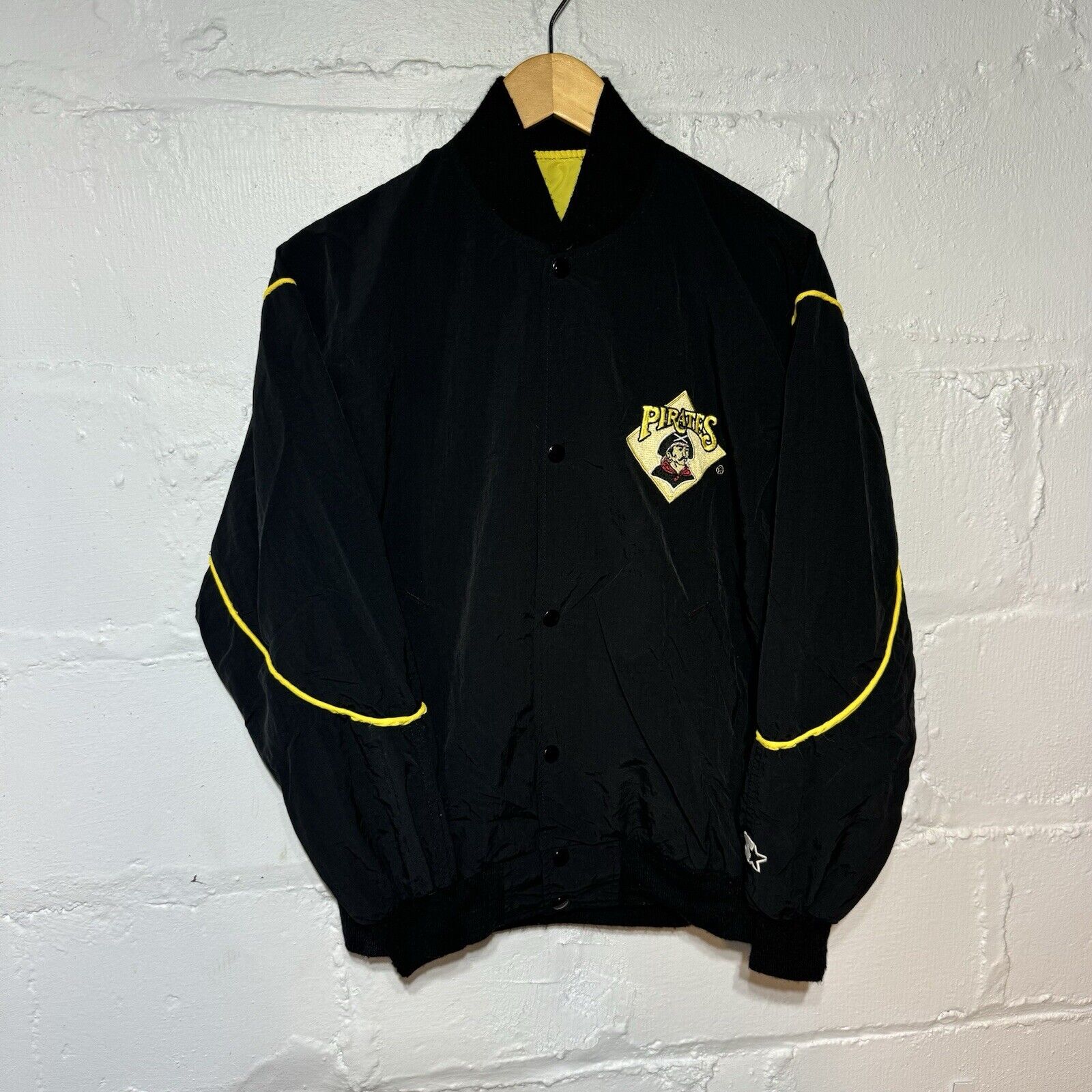 80s Vintage Starter Pittsburgh Pirates Nylon Bomber Jacket MLB Size Medium