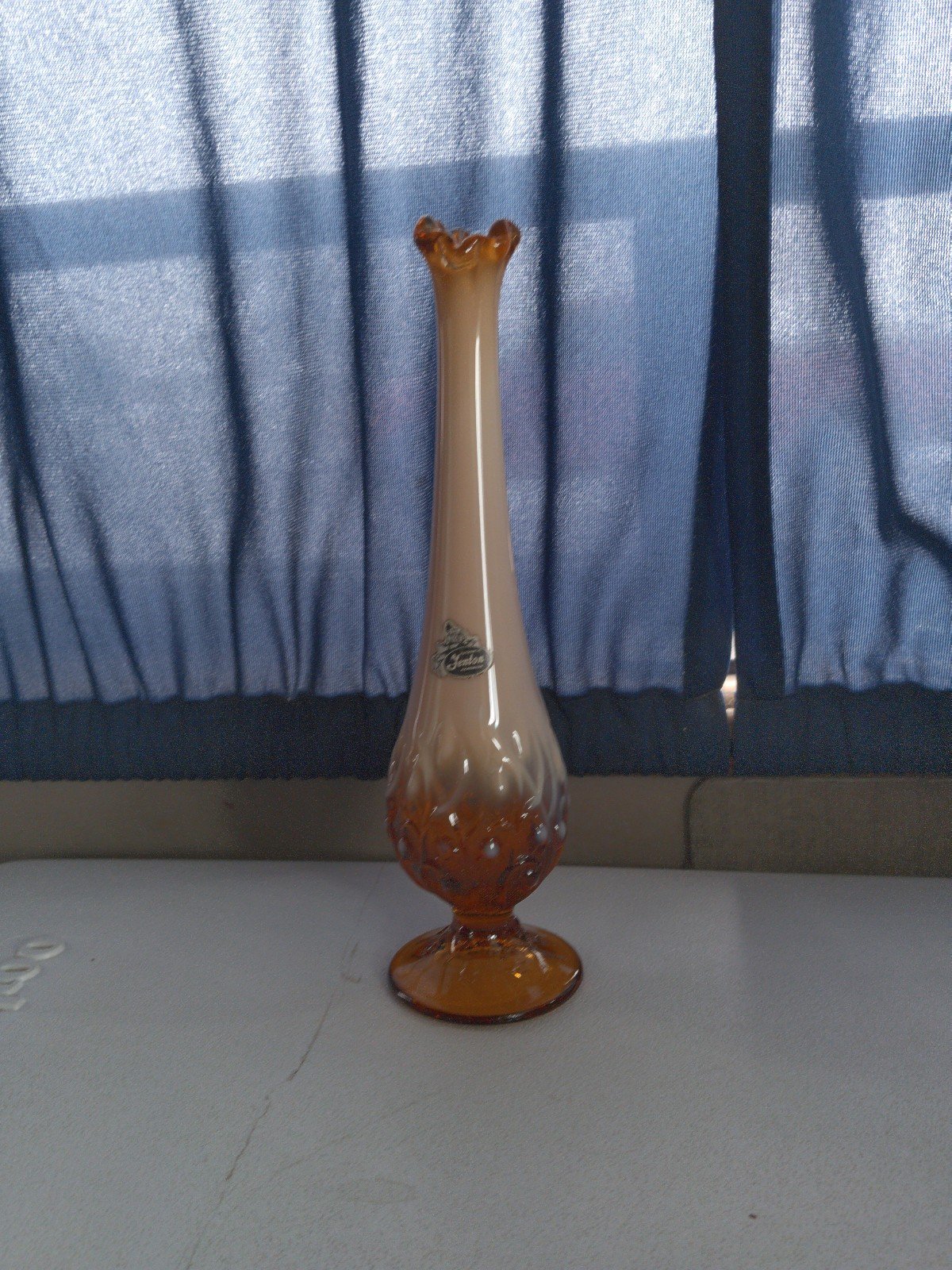 Vintage Fenton Lily of the Valley Opalescent Carmel Cameo Stretch Swung Vase