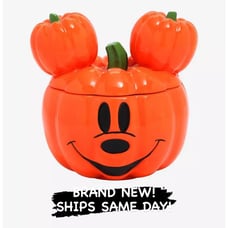 SOLD OUT! Disney Mickey Mouse Pumpkin Halloween Candy Bowl Hot Topic Exclusive