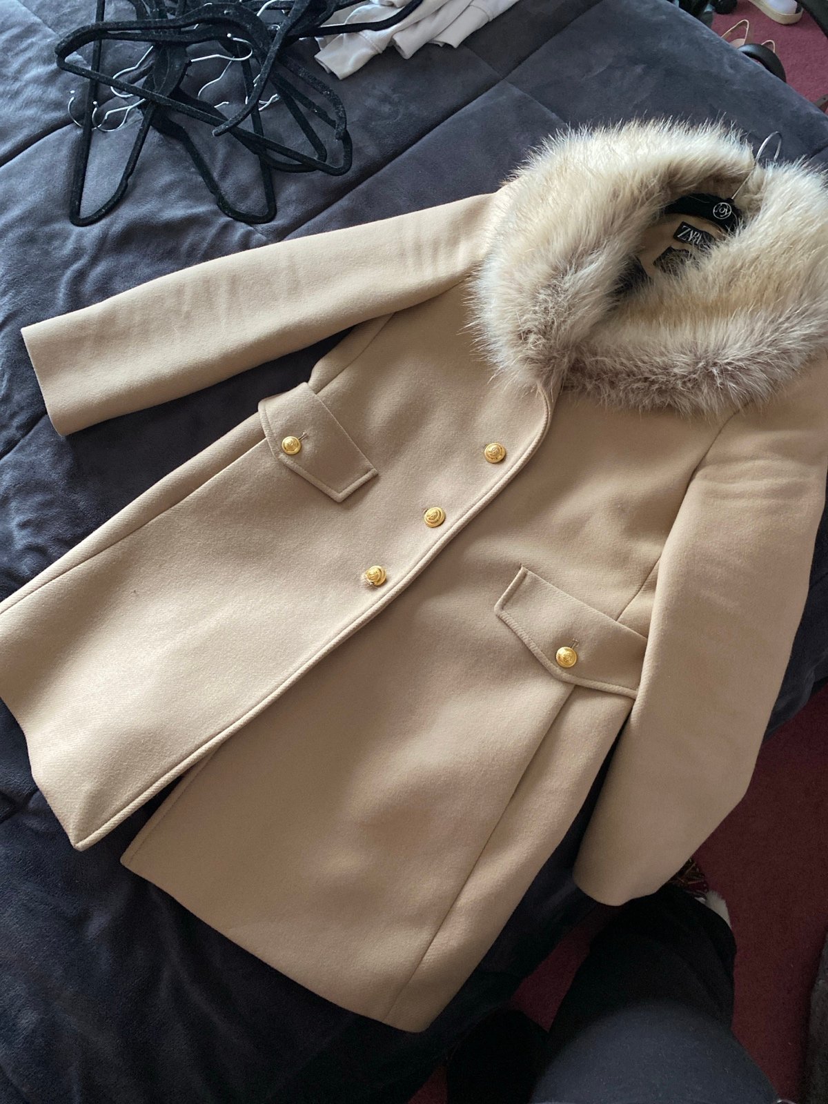Faux fur wool blend Coat