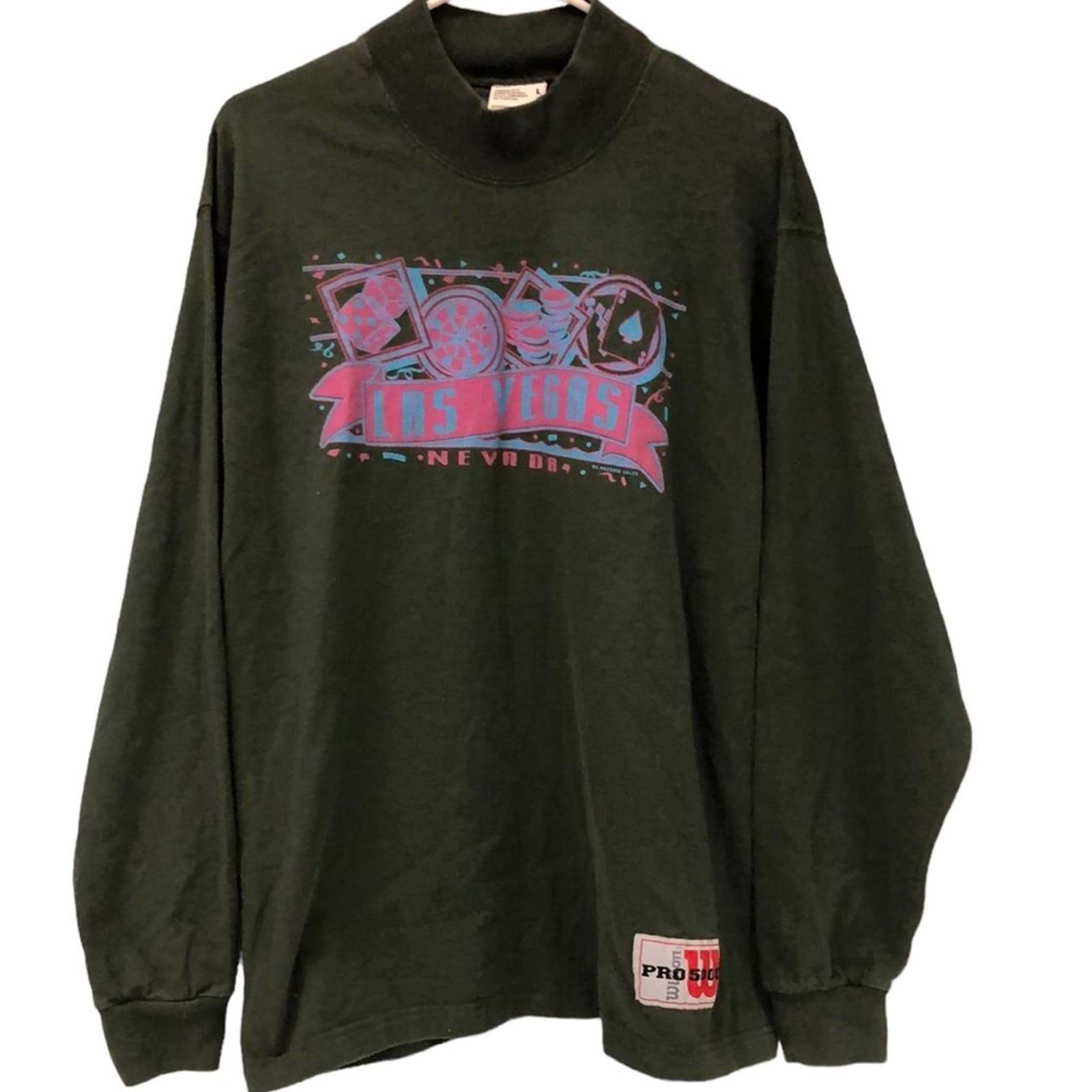 Vtg wilson pro5000 LAS VEGAS GRAPHIC long sleeve T-SHIRT Size L lakeside sales