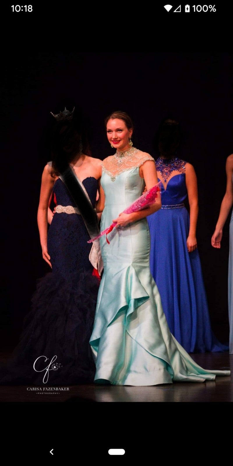 Mint Green Rhinestone Evening Gown