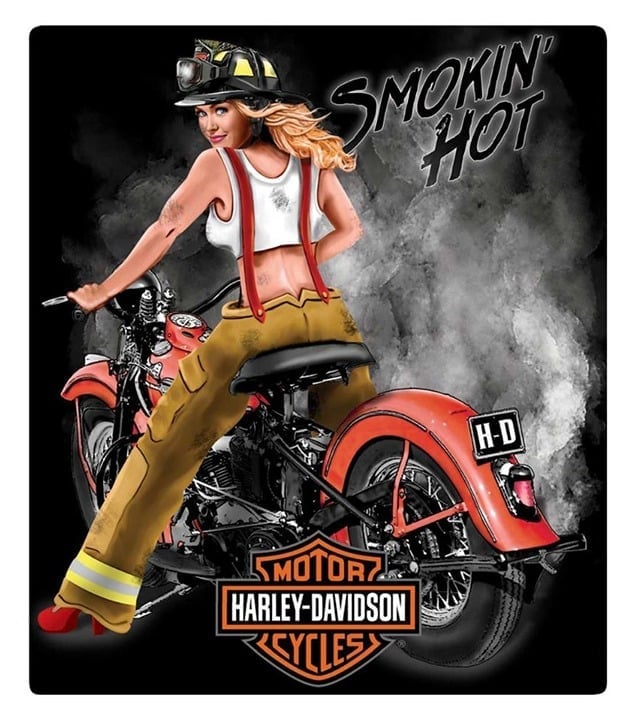 New Genuine H-D® Smokin' Hot Babe - Vintage 3d Tin Metal Wall Sign