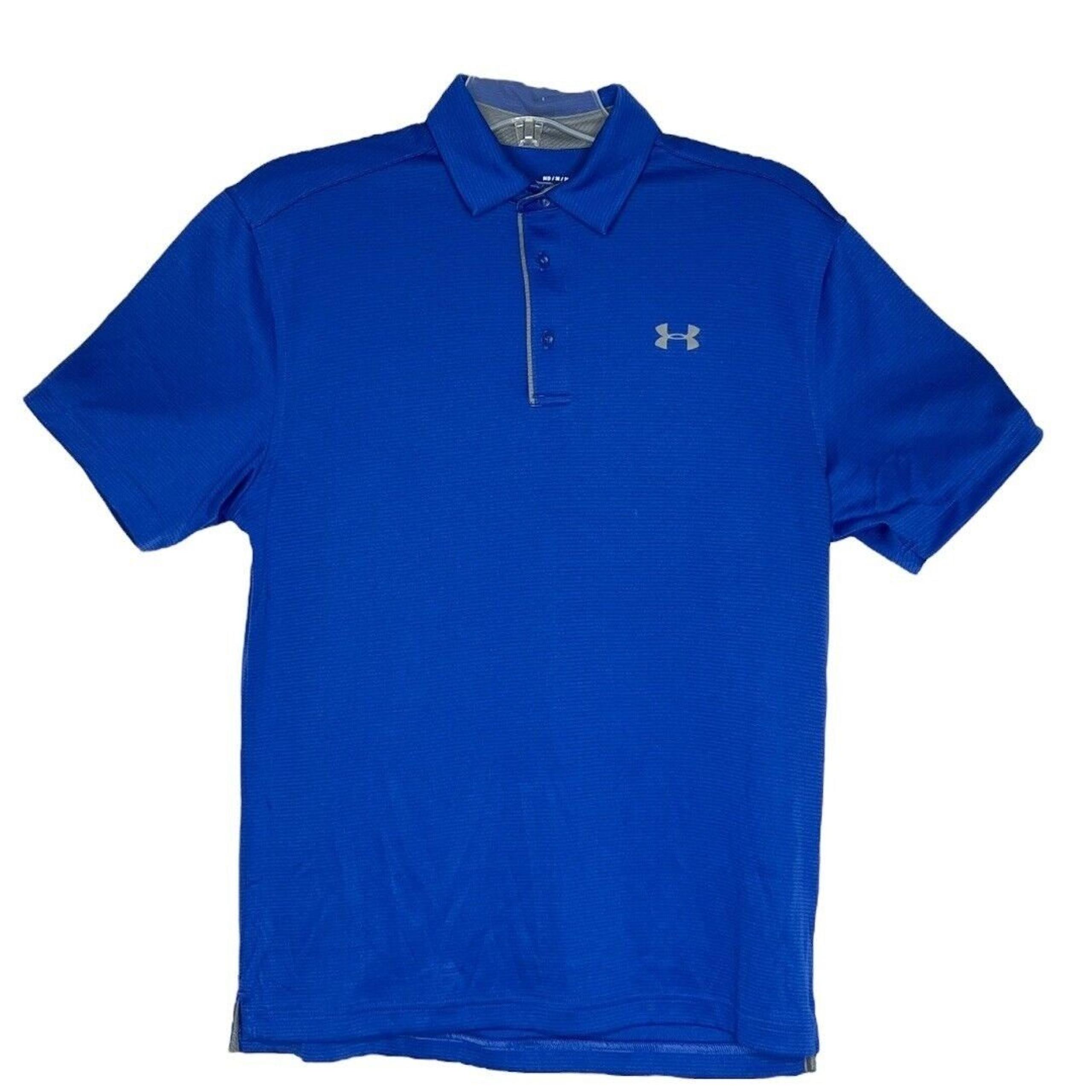 Under Armour Tech Polo Blue Loose Fit Heatgear Golf Polo Shirt Mens Size Medium