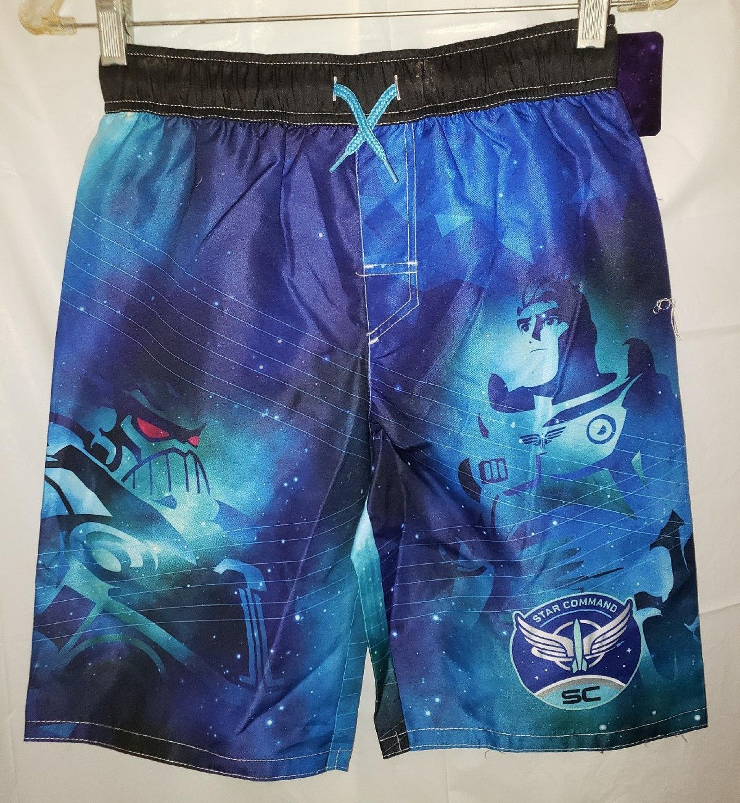 Disney Pixar Toy Story Buzz Lightyear Star Command Swim Trunk Blue Boys Size L