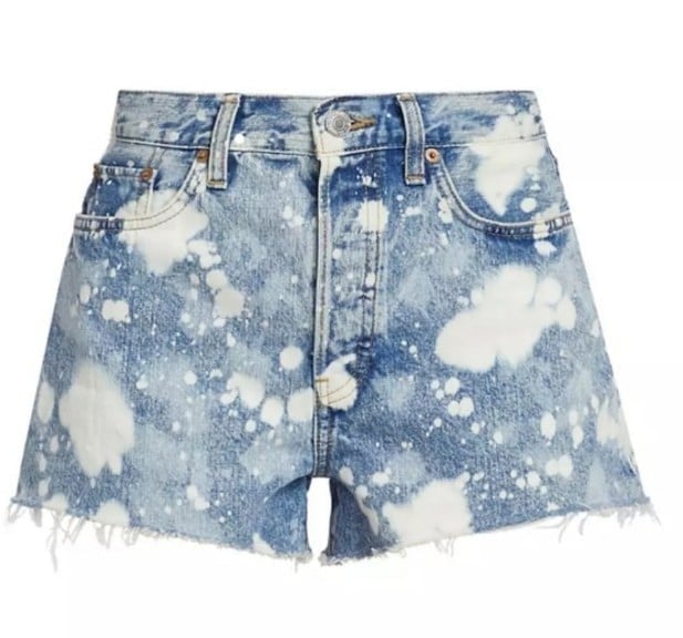 Re/Done Levi's bleached tie-dye jean shorts Sz 27 Retail 230.00