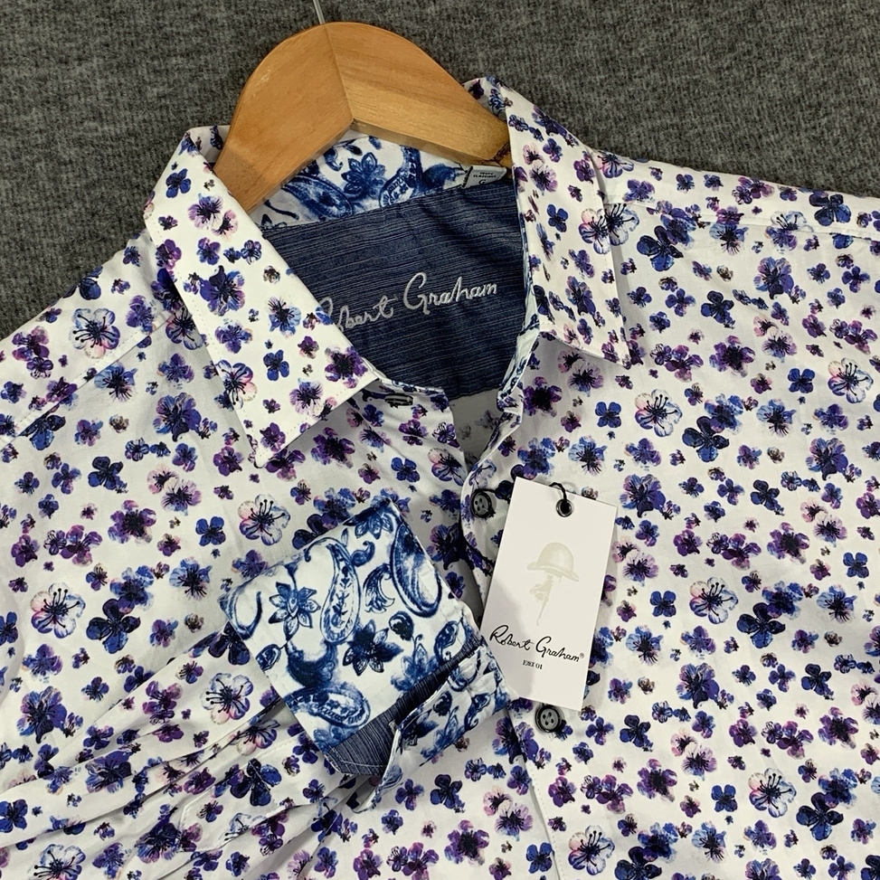 Robert Graham Floral Shirt Men Large Classic Hayden Woven Flip Cuff Loud NEW