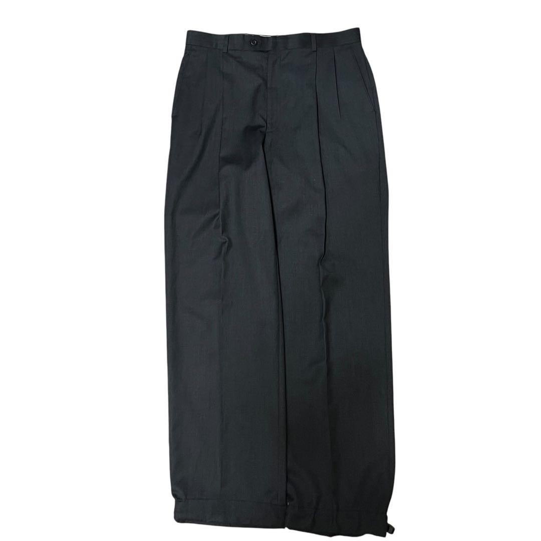 【Extremely Rare】90s 2-Tuck Wide Drawstring Slacks Gray