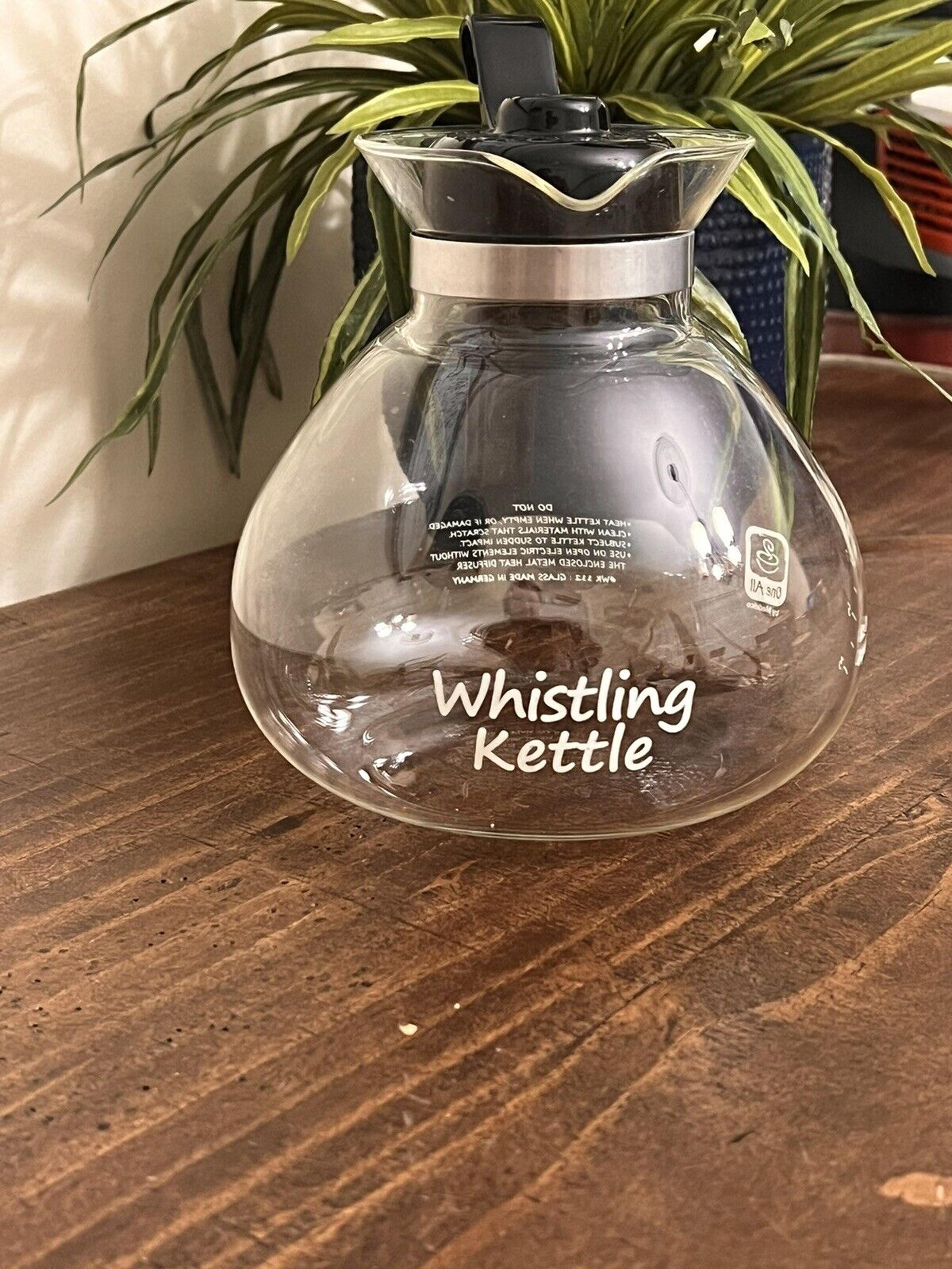 Whistling Kettle 12 Cup Medelco Glass Tea Coffee Pot Carafe Decanter
