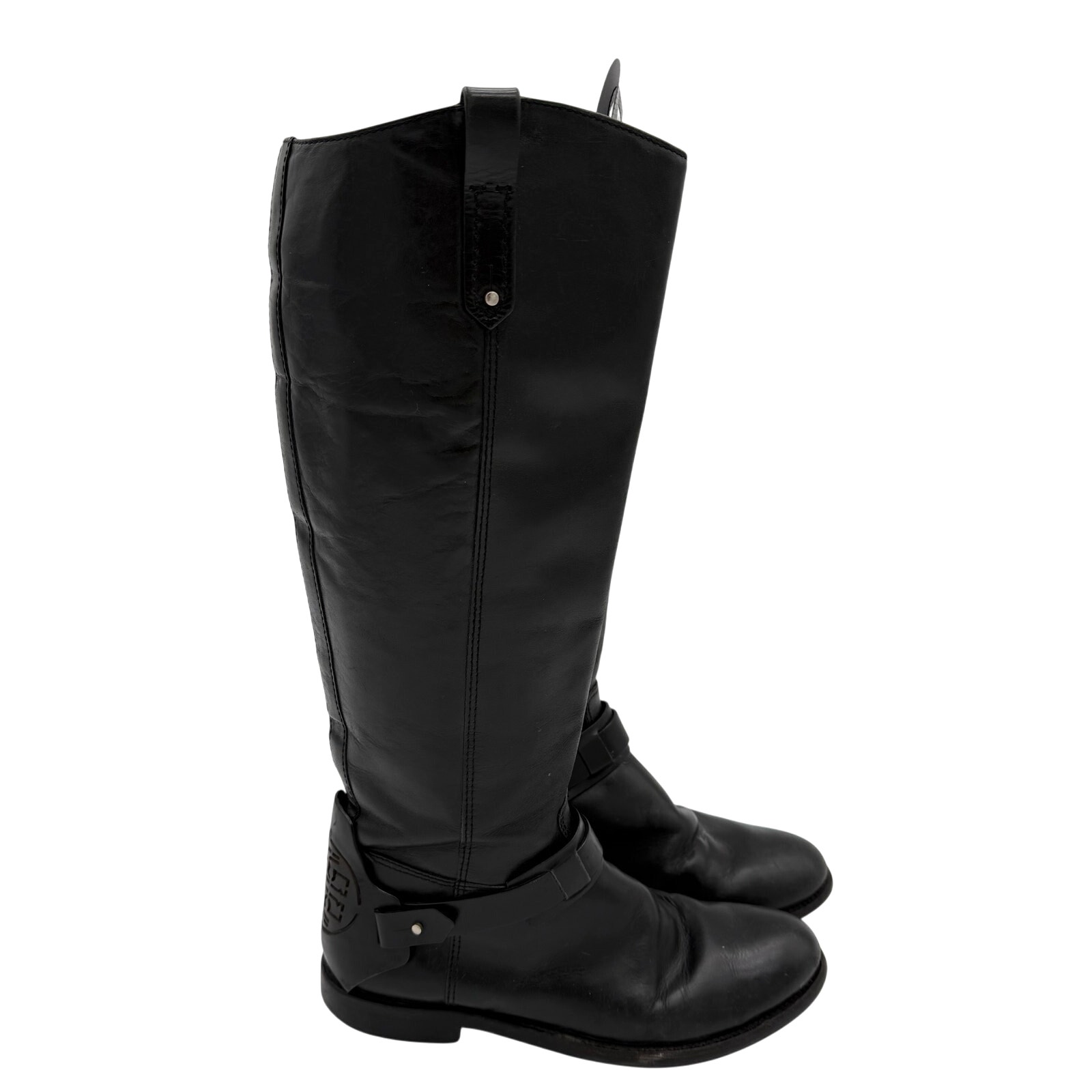 Tory Burch Colton Leather Equestrian Riding Knee High Boots Black Size 8
